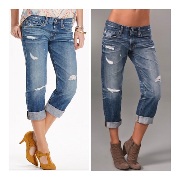 Ag Ex Boyfriend Crop Jeans Distressed 
